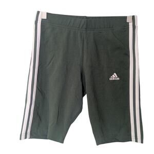 Adidas 3 Stripe Bike Athletic Workout Shorts Green White Womens Size Small
